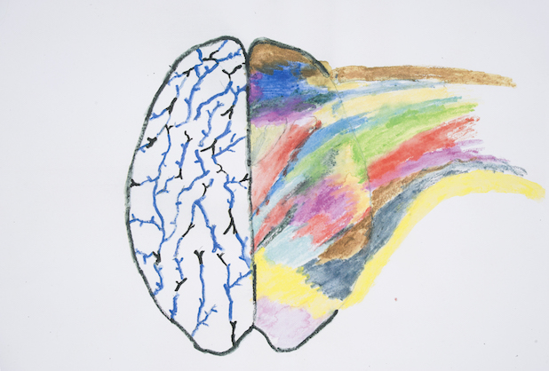 Zac Lamakan's runner-up art piece of the 2016 Bristol Neuroscience Festival brain art competition in the primary school category, Christchurch C of E Primary School, Bristol